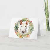 Bull Terrier Kerstkrans Feestelijke Pup Kaart (Voorkant)