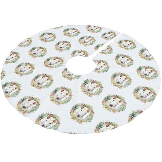 Bull Terrier Kerstkrans Feestelijke Pup Kerstboom Rok (Gekanteld)