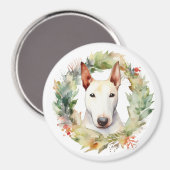Bull Terrier Kerstkrans Feestelijke Pup Magneet (Voorkant / Achterkant)