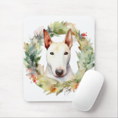 Bull Terrier Kerstkrans Feestelijke Pup Muismat (Met muis)