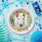 Bull Terrier Kerstkrans Feestelijke Pup Papieren Bordje (Feest)