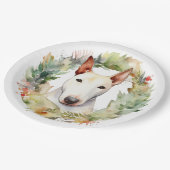 Bull Terrier Kerstkrans Feestelijke Pup Papieren Bordje (Gekanteld)