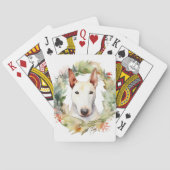 Bull Terrier Kerstkrans Feestelijke Pup Pokerkaarten (Achterkant)