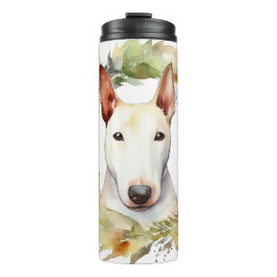Bull Terrier Kerstkrans Feestelijke Pup Thermosbeker