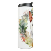 Bull Terrier Kerstkrans Feestelijke Pup Thermosbeker (Gedraaid links)