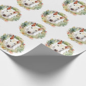 Bull Terrier Kerstkrans Festieve Pup Cadeaupapier (Hoek)