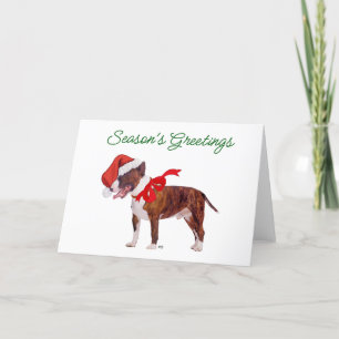 Bull Terrier Kerstman Feestdagen Kaart