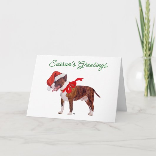 Bull Terrier Kerstman Feestdagen Kaart (Voorkant)