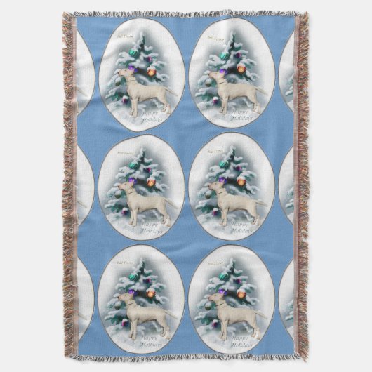 Bull Terrier Kerstmis Deken (Voorkant Verticaal)