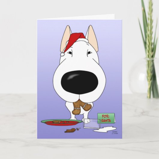 Bull Terrier Kerstmis Feestdagen Kaart (Voorkant)