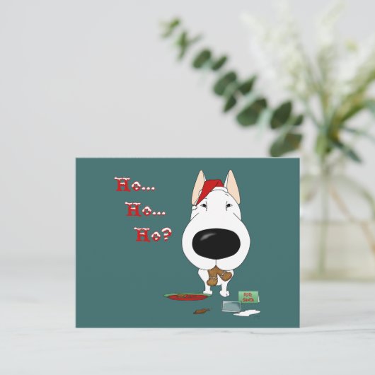 Bull Terrier Kerstmis Feestdagenkaart (Staand voorkant)