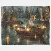 Bull Terrier Kerstmis Feestelijke Reis Fleece Deken (Voorkant (Horizontaal))