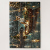 Bull Terrier Kerstmis Feestelijke Reis Legpuzzel (Verticaal)