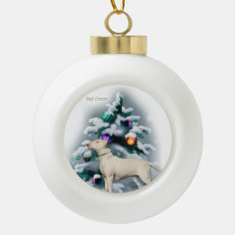 Bull Terrier Kerstmis Keramische Bal Ornament