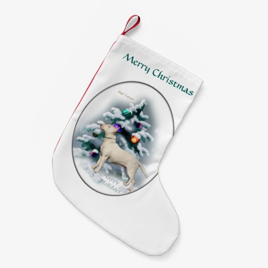 Bull Terrier Kerstmis Kleine Kerstsok (Voorkant (Hangend))