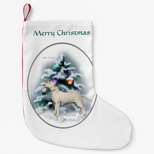 Bull Terrier Kerstmis Kleine Kerstsok (Voorkant)