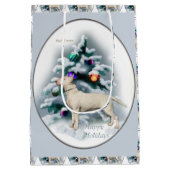 Bull Terrier Kerstmis Medium Cadeauzakje (Achterkant)