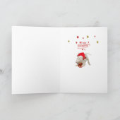 Bull Terrier Kerstmis met Sneeuwman Feestdagen Kaart (Binnen)