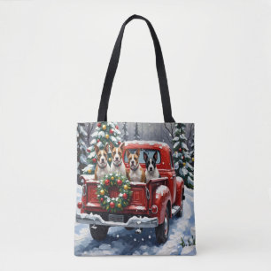 Bull Terrier Kerstmis Rode Truck Holiday Tote Bag
