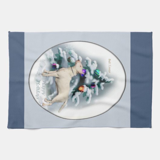 Bull Terrier Kerstmis Theedoek (Horizontaal)