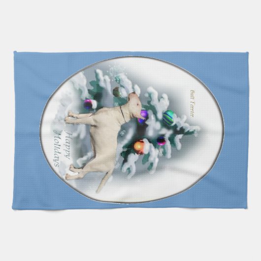 Bull Terrier Kerstmis Theedoek (Horizontaal)