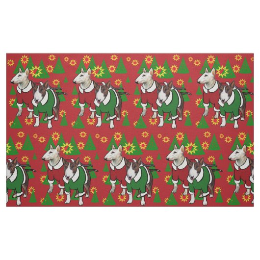 Bull Terrier-kerststof Stof (Fat Quarter)