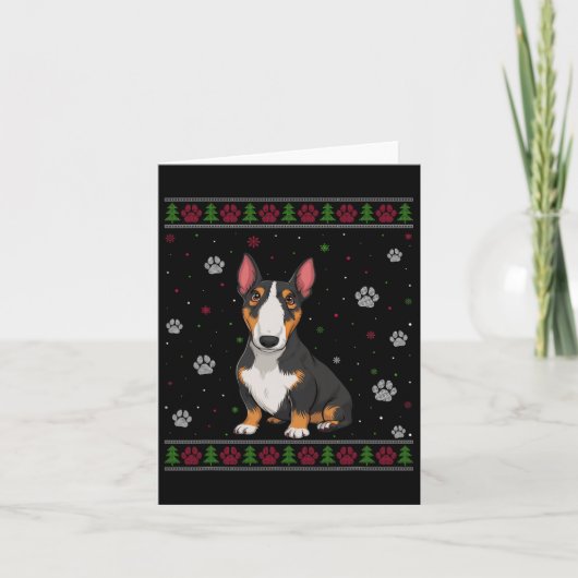 Bull Terrier Kersttrui Xmas Huisdier Hond Kaart (Voorkant)