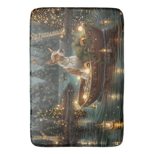 Bull Terrier Kerstvakantie Badmat (Voorkant Verticaal)