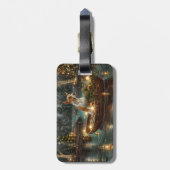 Bull Terrier Kerstvakantie Bagagelabel (Achterkant verticaal)