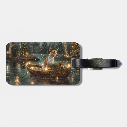 Bull Terrier Kerstvakantie Bagagelabel (Achterkant horizontaal)