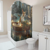 Bull Terrier Kerstvakantie Douchegordijn (In situ)