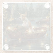 Bull Terrier Kerstvakantie Glazen Onderzetter (Achterkant)