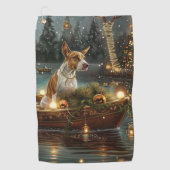 Bull Terrier Kerstvakantie Golfhanddoek (Voorkant)