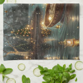 Bull Terrier Kerstvakantie Theedoek (Gevouwen)