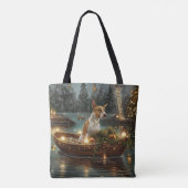 Bull Terrier Kerstvakantie Tote Bag (Achterkant)