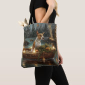 Bull Terrier Kerstvakantie Tote Bag (Dichtbij)