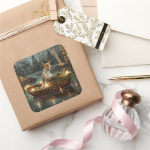 Bull Terrier Kerstvakantie Vierkante Sticker