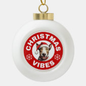 Bull Terrier Kerstvibes Keramische Bal Ornament (Voorkant)