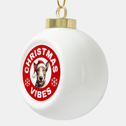 Bull Terrier Kerstvibes Keramische Bal Ornament (Rechts)