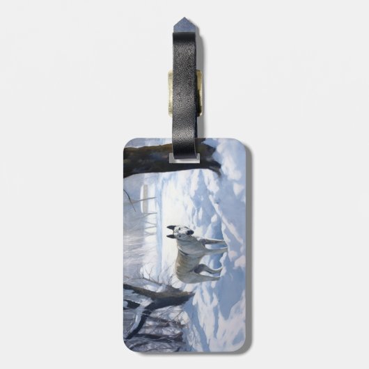 Bull Terrier Laat het sneeuwen Kerstmis Bagagelabel (Achterkant verticaal)