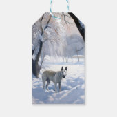 Bull Terrier Laat het sneeuwen Kerstmis Cadeaulabel (Achterkant)