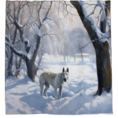 Bull Terrier Laat het sneeuwen Kerstmis Douchegordijn (Voorkant)