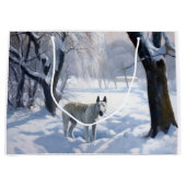 Bull Terrier Laat het sneeuwen Kerstmis Groot Cadeauzakje (Voorkant)