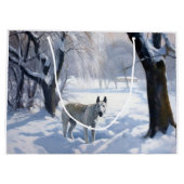 Bull Terrier Laat het sneeuwen Kerstmis Groot Cadeauzakje (Achterkant)