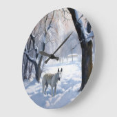 Bull Terrier Laat het sneeuwen Kerstmis Grote Klok (Hoek)