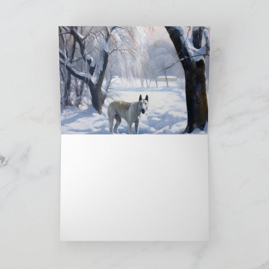 Bull Terrier Laat het sneeuwen Kerstmis Kaart (Binnen)