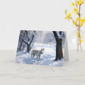 Bull Terrier Laat het sneeuwen Kerstmis Kaart (Gele Bloem)