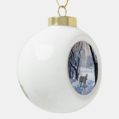 Bull Terrier Laat het sneeuwen Kerstmis Keramische Bal Ornament (Links)
