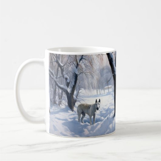 Bull Terrier Laat het sneeuwen Kerstmis Koffiemok (Links)