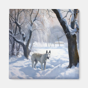 Bull Terrier Laat het sneeuwen Kerstmis Magneet